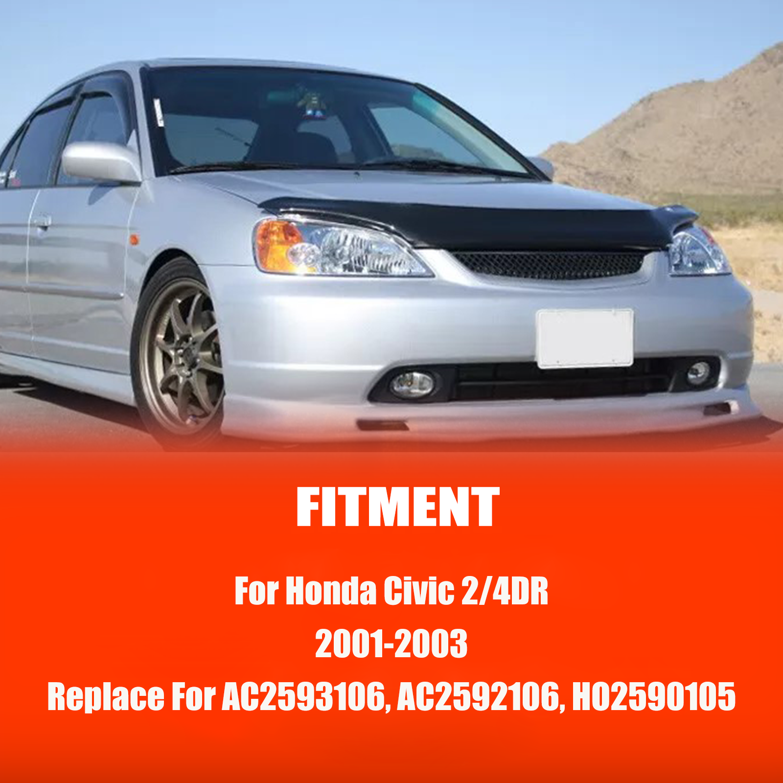 2001 Honda Civic Bumper Fits 2001-2003 Honda Civic 2/4Dr Front Clear Bumper Fog Lights Lamp