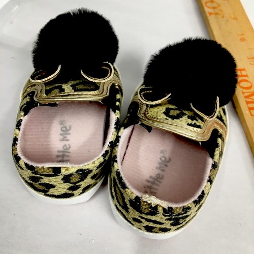 Little Me Infant Girl Pom Pom Leopard Bunny Shoes Size 1 - Picture 7 of 9