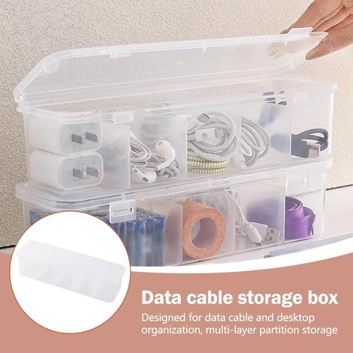 USB Charger Data Cable Power Cord Storage Box Desktop Box Organizer UK Lid X5A4 - Photo 2/12