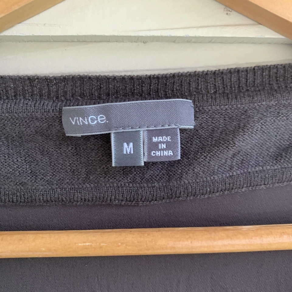 Vince женщин размер M коричневый кашемир шелк пончо блузка свитер декольте - Изображение 2 из 4