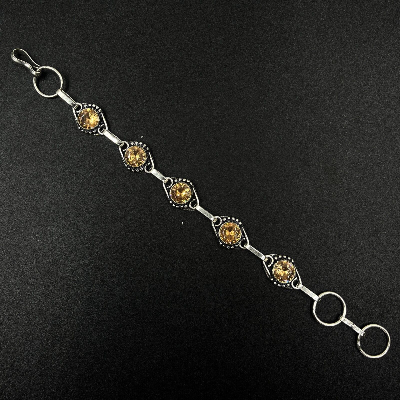 Bracelet artisanal en argent sterling 925 avec pierres précieuses d