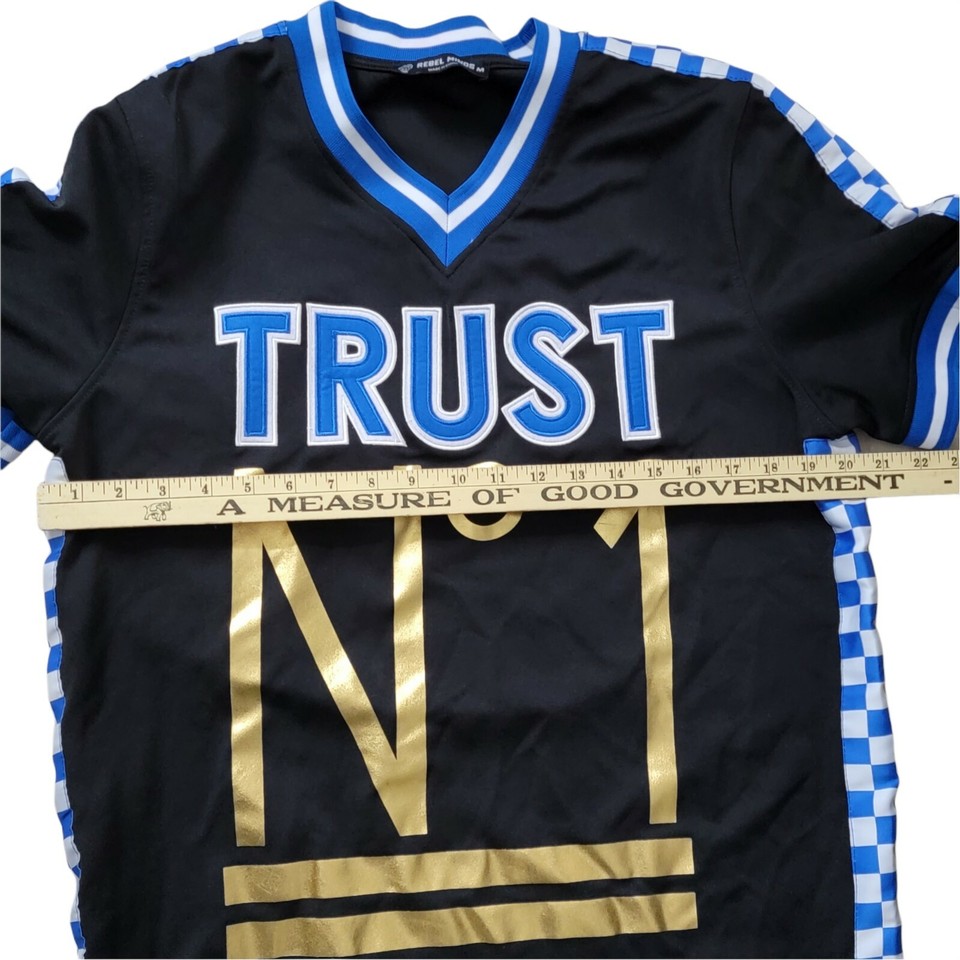 Rebel Minds Mens Black V Neck Short Sleeve Trust No 1 Pullover T Shirt