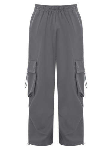Kids Girls Trousers Party Pants Street Cargo Jogging With Pockets Drawstring - Picture 8 of 35