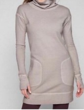 Athleta Gray Eco Wash Long Sleeve Sweater Dress with Pockets, Size S