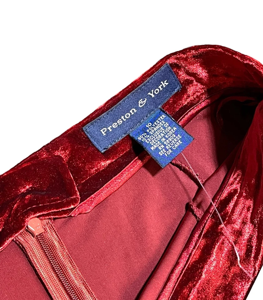 "Falda larga de terciopelo rojo 39"" Preston & York para mujer talla 10 nueva" Foto 3 de 4