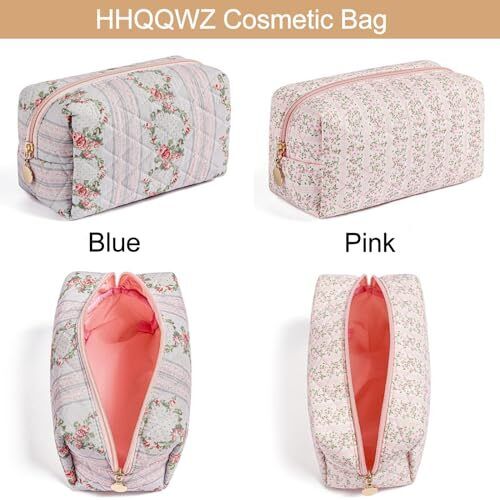 Makeup Bag Travel Cosmetic Bag for Women Girls, Zipper Make Up Pouch, A1 Pink - Picture 5 of 7