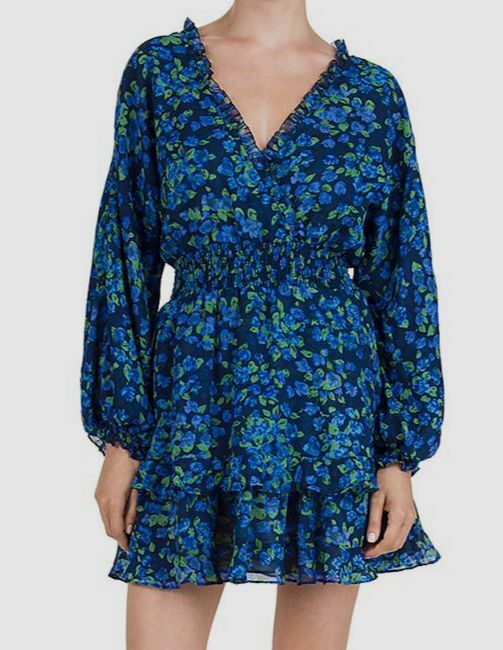 the kooples floral silk dress Floral silk maxi dress with ruffles and long sleeves, beige print, The Kooples