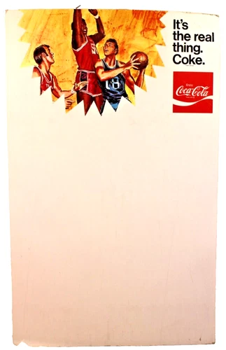Original Vintage 1970s Coca Cola Basketball Season Cardboard Menu Poster Board