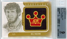 2012 SPORTKINGS BILL WALTON LOGOS #LC12 - GRADED BGS MINT 9 EMBROIDERED SK LOGO!