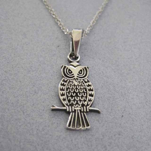 Mexican 925 Silver Taxco Oxidized Etched GOOD LUCK Charm OWL Bird Lucky