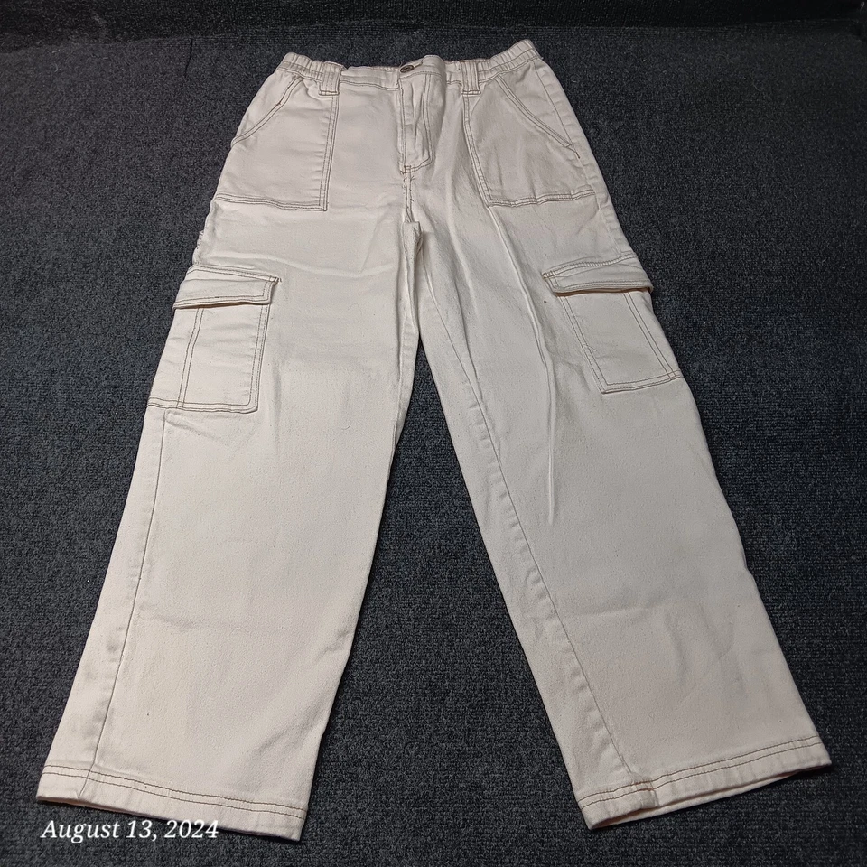 Pantalones cargo Madden NYC para mujer XL blanco roto cintura elástica tiro alto Foto 2 de 4