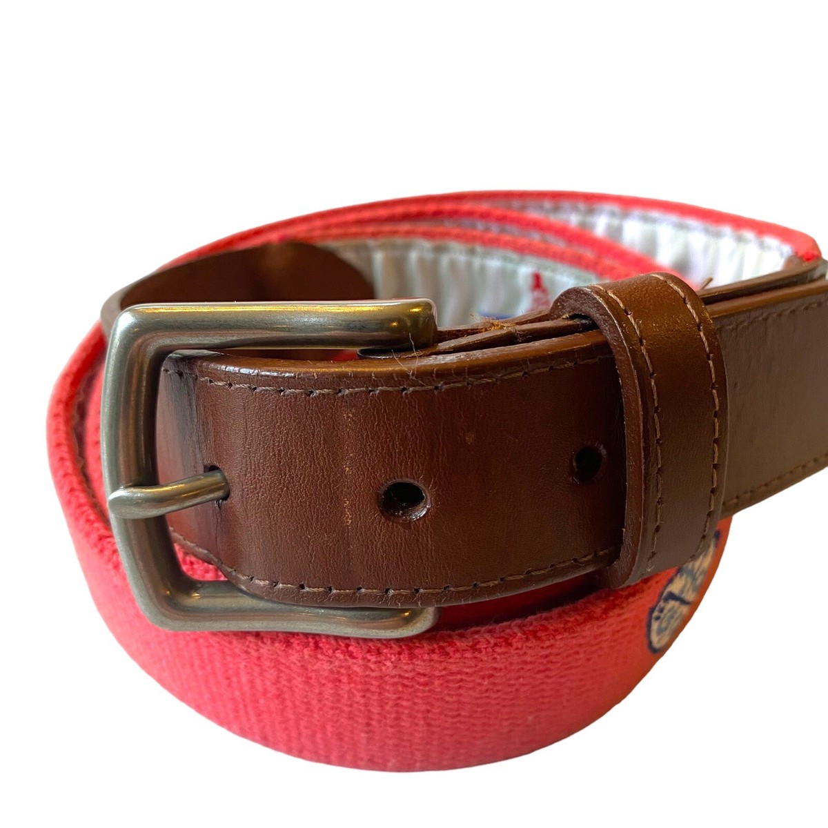 Reel Point Shelter Island Ladies Small Woven Cotton Belt with Bumble Bees REEL POINT SHELTER ISLAND Needlepoint Canvas Belt Pink GOLF  main image 3