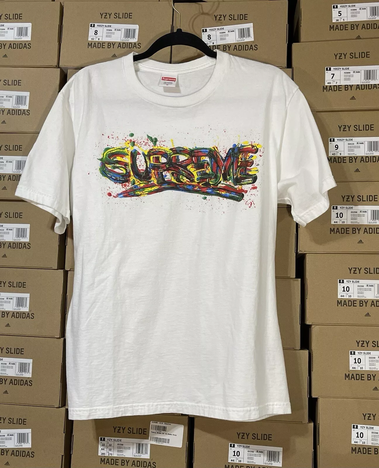 T shirt SUPREME peinture logo tee blanc taille M