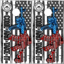 2nd Amendment American Flag Gun LAMINATED Cornhole Wrap Bag Toss Skin Decal