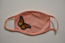 Monarch Butterfly Patch Design on Peach Dual Layer Washable Face Mask