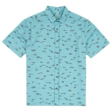 Kahala Mens Cool School Hawaiian Button Down Shirt - Aqua NWT