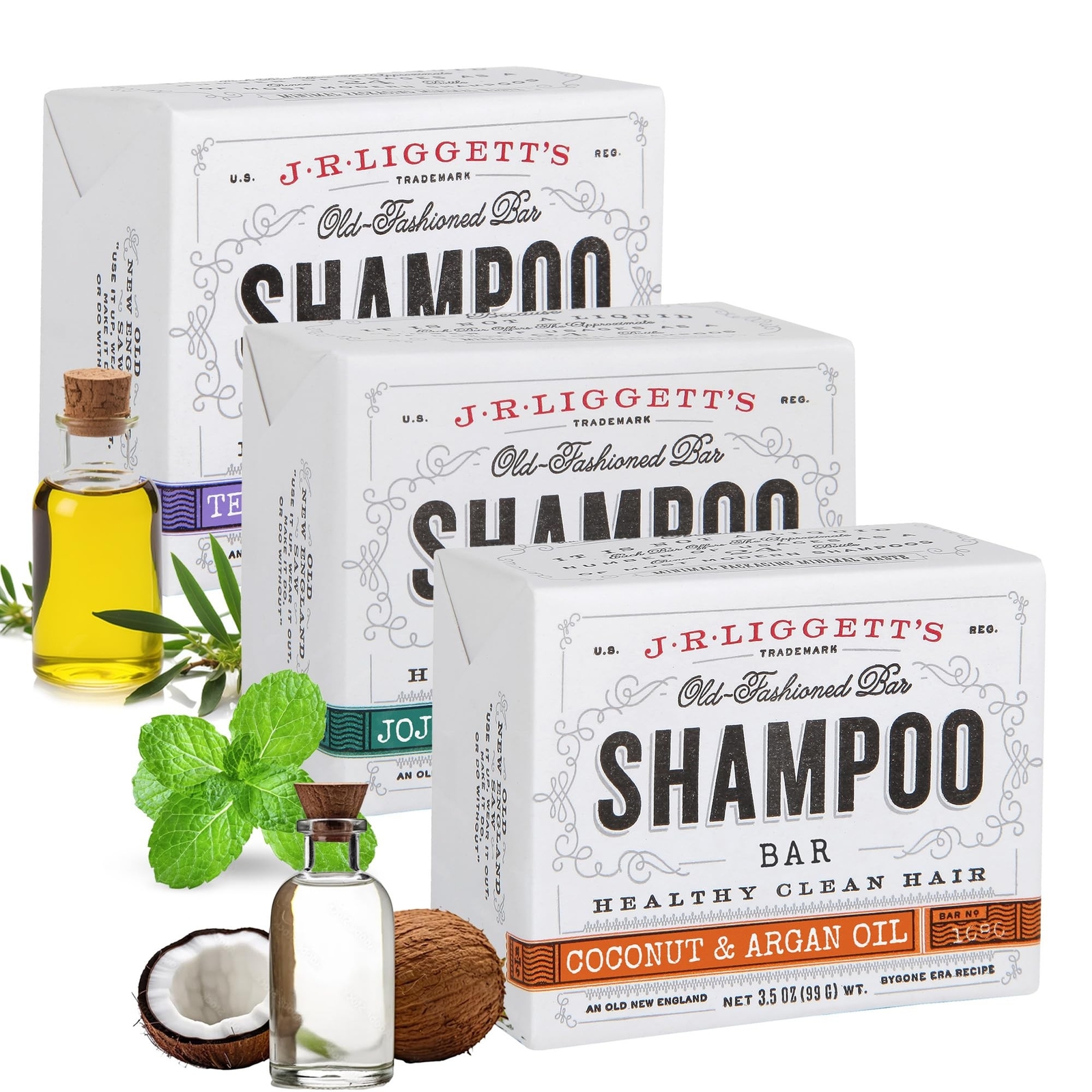J·R·LIGGETT'S Shampoo Bars - Tea Tree, Jojoba & Peppermint and Coconut