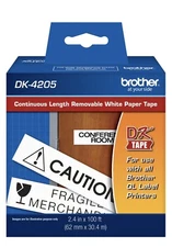 Brother DK4205 Black on White Removable Continuous Length Paper Tape for QL 