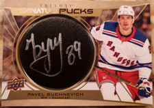 2020-21 UPPER DECK TRILOGY PAVEL BUCHNEVICH SIGNATURE PUCKS AUTO BLUES-RANGERS