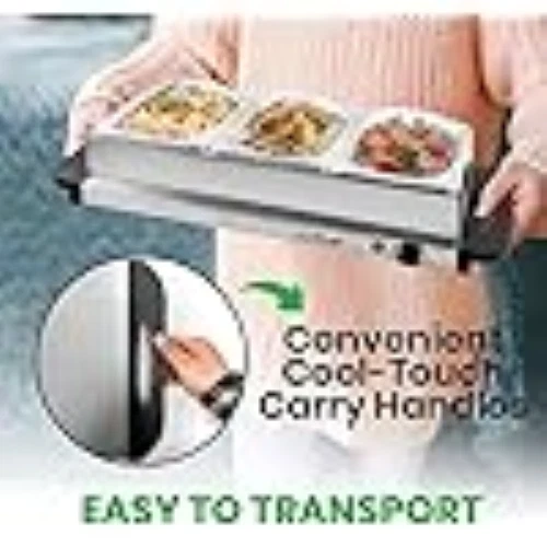 Nutrichef Professional Stainless Steel Buffet Warmer Server with 3 Trays - Image 4 of 4