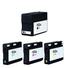 4 Non-Oem HP 932XL 933XL Ink Cartridges for OfficeJet 6100 6600 6700 show ink