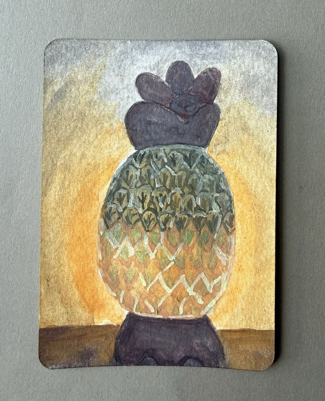 ACEO Original Pineapple Lamp, Fruit Home Decor by Nicole Carey DaPonte