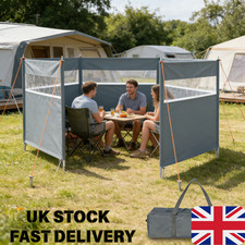 Heavy Duty Windbreak 3 Panels 5m, Camping Beach Wind Screen with Windows & Bag