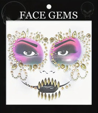 Halloween Day of the Dead Face Gems Jewels Diamante Stones Body Art Gold