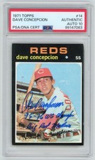 DAVE CONCEPCION Signed 1971 Topps ROOKIE Card WS Champs Big Red Machine PSA AUTO