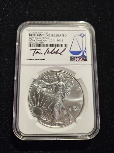 2020 American Silver Eagle ASE NGC BU | Tom Hallenbeck ANA President Signed