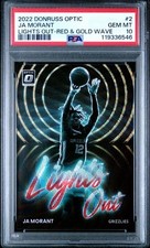 2022-23 Donruss Optic Ja Morant Lights Out Asia Red Gold Prizm /99 #2 PSA 10
