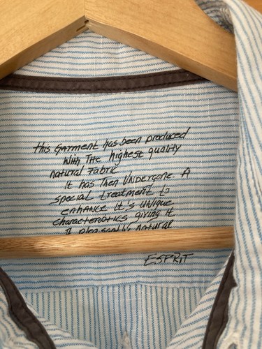 Camisa de lino y algodón ESPRIT NY 10018 | Manga corta | Rayas azules - Talla M-L - Imagen 9 de 16
