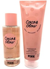 VICTORIA'S SECRET PINK COCO  GLOW FRAGRANCE MIST BODY SPRAY  BODY LOTION SET