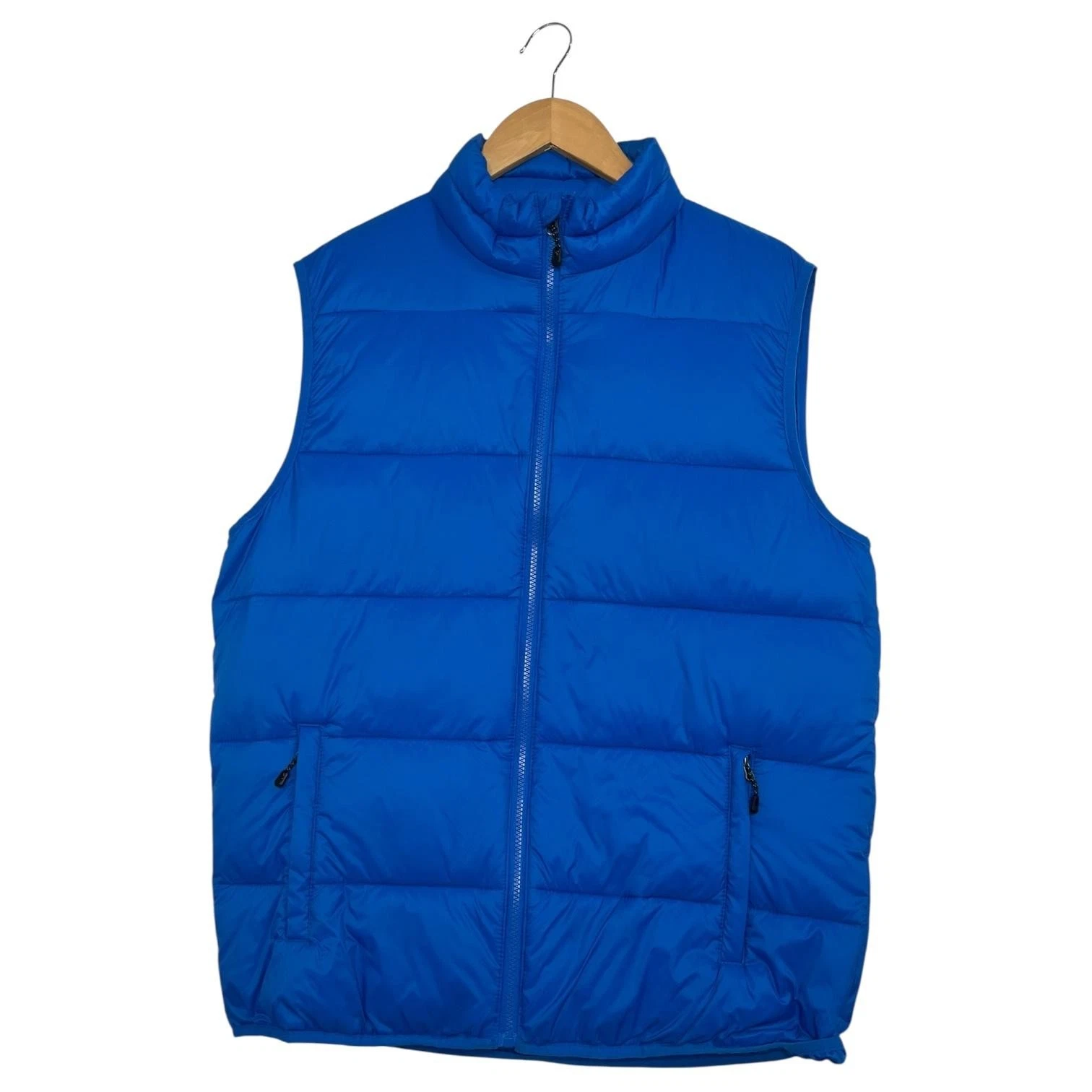 SwissTech Puffer Vest Mens Medium Blue Quilted Packable Lightweight Zip Outdoor