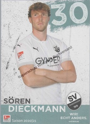 Autogrammkarte Sören Dieckmann SV Sandhausen Saison 2020 / 2021 Dieckmann, Sören