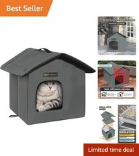Cat House for Outdoor Cats, Weatherproof and Insulated Feral Cat House with M...
