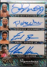 Floyd MAYWEATHER Errol SPENCE Terrance McKINNEY HEARNS 2024 Leaf QUAD AUTO #1/1