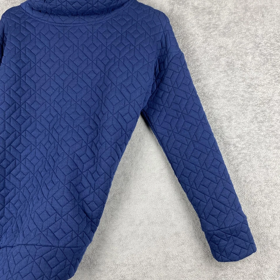 GapFit Sweatshirt Womens Medium Blue Quilted Textured Cowl Neck Funnel Pullover - Image 4 of 4