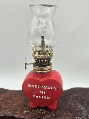 #ad Vintage Heart Shaped Miniature Oil Lantern Lamp Trinket quot;Enciendes Mi Pasionquot; $8.00