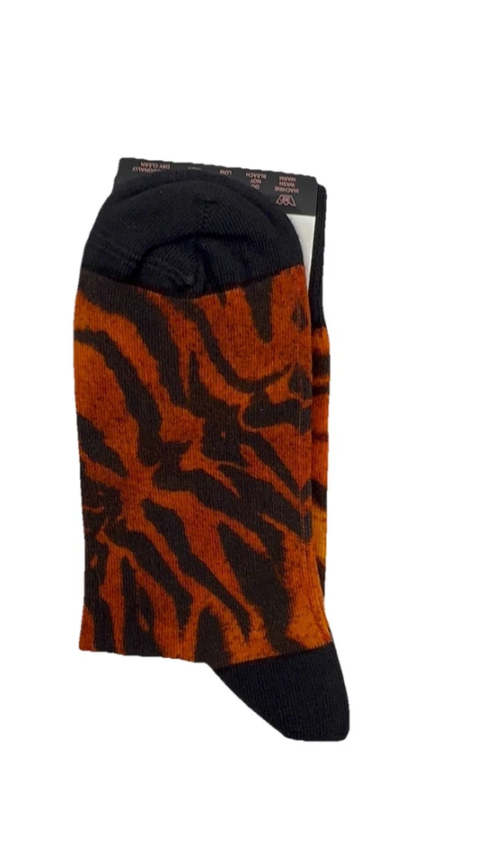 Meias Versace logotipo estampa de tigre laranja preto tamanho M Itália designer de luxo novas - Imagem 4 de 4