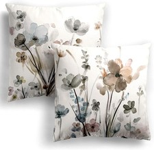 KKVEE Flower Throw Pillow Covers 18x18 Set of 2, 18 x 18 Pack 2 ,