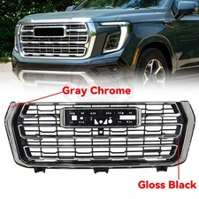 Front Bumper Grille Gray Chrome Grill W/Camera Hole For 2025 2026 GMC Yukon AT4
