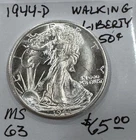 1944-D Walking Liberty Half Dollar 90% Silver Great Detail Free Shipping