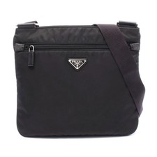 Prada Nylon Saffiano Leather Shoulder Bag Women Black One Size 568353
