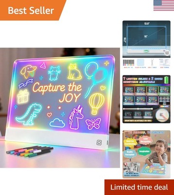Vibrant 16'' Acrylic LED Note Board - Rechargeable Glow Art Board for Creativity