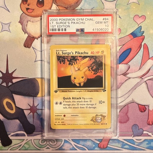 Lt. Surge's Pikachu (1st Edition) graded PSA 10 for sale on eBay