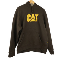CAT Caterpillar Hoodie Mens XL Brown Heavy Equipment Sweatshirt Pullover Logo