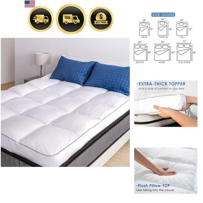 Mattress Topper Queen, Cooling Pillow Top Mattress Topper, Extra Thick Plush ...