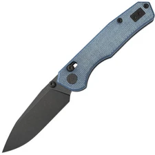CMB Made Knives Explorer Axis Lock Blue Micarta Folding PVD 14C28N Knife 18E