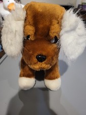 Brown White Puppy Dog Plush Stuffed Animal Fluffy Ears 8" Cute Soft Toy